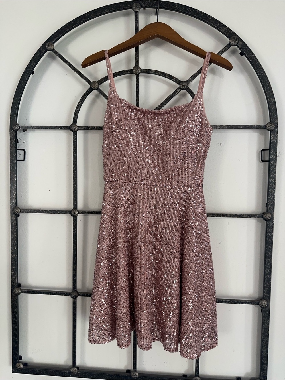 Sparkling Rose Pink Sequin A-Line Dress